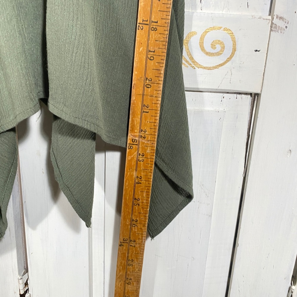 Velvet Moon Olive Green Handkerchief Hem Studded Camisole Top Small Boho Fairy - Picture 7 of 10